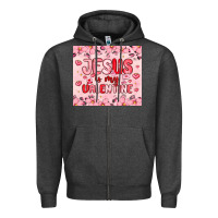 Charcoal Heather jesus is my valentine Zipper Hoodie - MaliasSmallBusiness