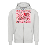 Dove Grey jesus is my valentine Zipper Hoodie - MaliasSmallBusiness
