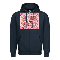 Navy jesus is my valentine Zipper Hoodie - MaliasSmallBusiness