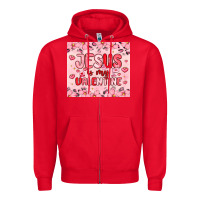Red jesus is my valentine Zipper Hoodie - MaliasSmallBusiness