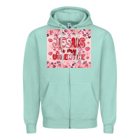 Seafoam jesus is my valentine Zipper Hoodie - MaliasSmallBusiness