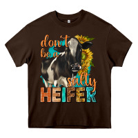 Chocolate Brown dont be a salty heifer with sunflowers Heavy Core Tee - texasbilliewilder