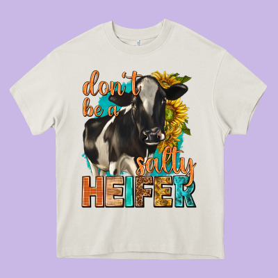 Dont Be A Salty Heifer With Sunflowers Heavy Core Tee Designed By Texasbilliewilder