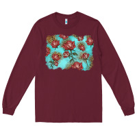 Burgundy red roses with leopard background Long Sleeve Tee - LillyAllenDesigns