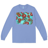 Colony Blue red roses with leopard background Long Sleeve Tee - LillyAllenDesigns