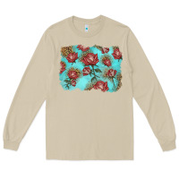 Mushroom red roses with leopard background Long Sleeve Tee - LillyAllenDesigns