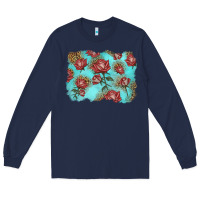 Navy red roses with leopard background Long Sleeve Tee - LillyAllenDesigns