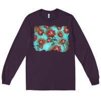 Plum red roses with leopard background Long Sleeve Tee - LillyAllenDesigns