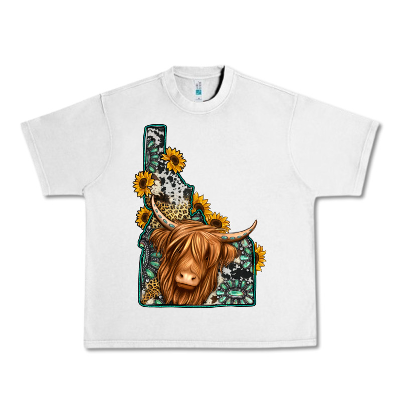 Idaho Map Long Haired Cow Urban Heavy Tee by Jasminsmagicworld | Teevron