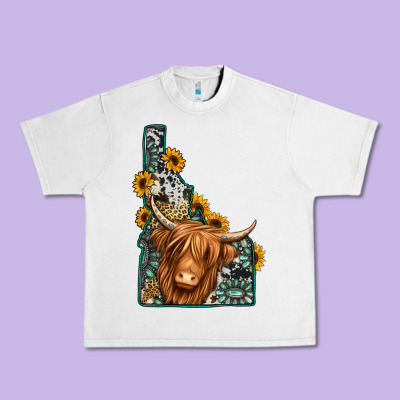 Idaho Map Long Haired Cow Urban Heavy Tee Designed By Jasminsmagicworld