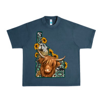 Midnight Navy idaho map long haired cow Urban Heavy Tee - Jasminsmagicworld