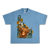 Pebble Blue idaho map long haired cow Urban Heavy Tee - Jasminsmagicworld