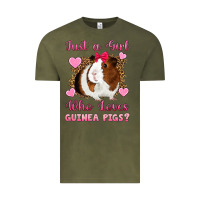 Vintage Olive Just A Girl Love Who Loves Guinea Pigs Vintage Tee - Artiststas