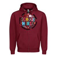 Burgundy school nurse Zipper Hoodie - MaliasSmallBusiness