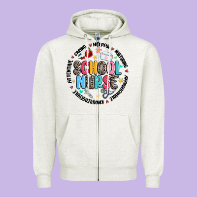 School Nurse Zipper Hoodie Designed By Maliassmallbusiness