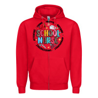 Red school nurse Zipper Hoodie - MaliasSmallBusiness