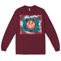Burgundy western lightning bolt smiling face turquoise Long Sleeve Tee - BarkalooDesign