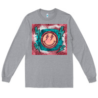Heather Grey western lightning bolt smiling face turquoise Long Sleeve Tee - BarkalooDesign