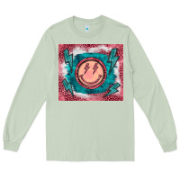 Matcha western lightning bolt smiling face turquoise Long Sleeve Tee - BarkalooDesign