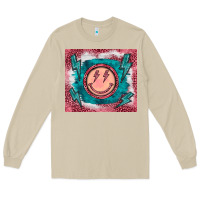 Mushroom western lightning bolt smiling face turquoise Long Sleeve Tee - BarkalooDesign