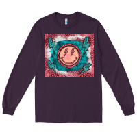 Plum western lightning bolt smiling face turquoise Long Sleeve Tee - BarkalooDesign