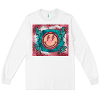 White western lightning bolt smiling face turquoise Long Sleeve Tee - BarkalooDesign