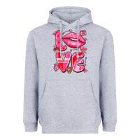 Heather Grey love with lips Heavyweight Hoodie - LillyAllenDesigns