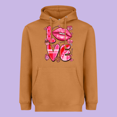 Love With Lips Heavyweight Hoodie Designed By Lillyallendesigns