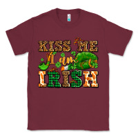 Burgundy kiss me i am irish  with lips and shamrocks Classic Tee - AdoDesignShop