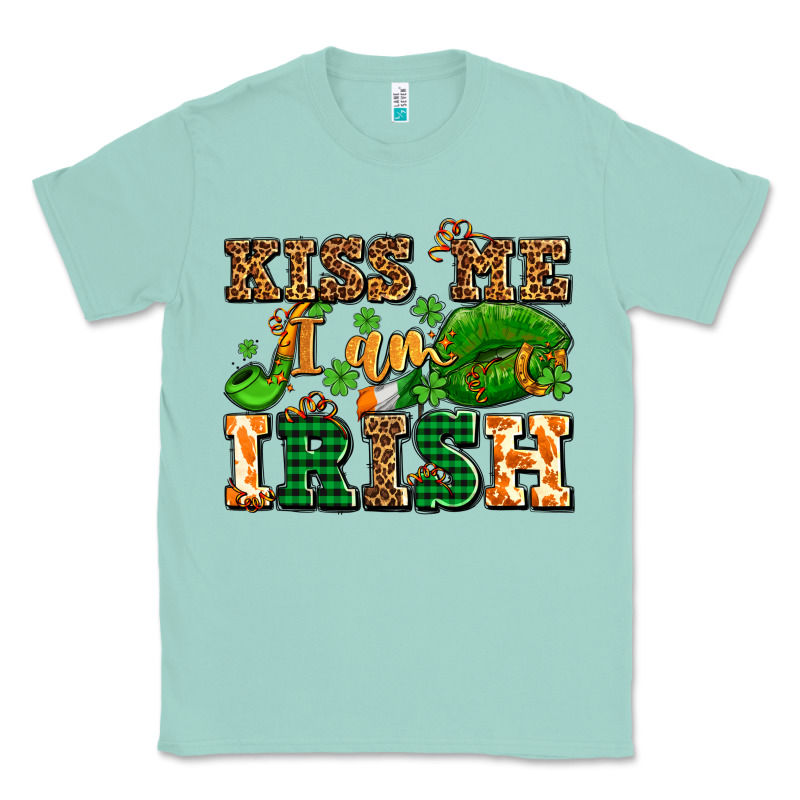 Kiss Me I Am Irish  With Lips And Shamrocks Classic Tee by AdoDesignShop | Teevron