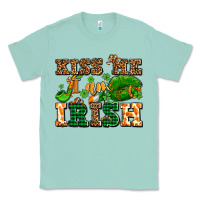 Seafoam kiss me i am irish  with lips and shamrocks Classic Tee - AdoDesignShop