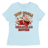 Baby Blue hot cocoa and christmas movies Ladies Tee - MaliasSmallBusiness