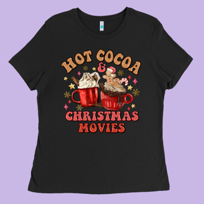 Ladies Tee hot cocoa and christmas movies
