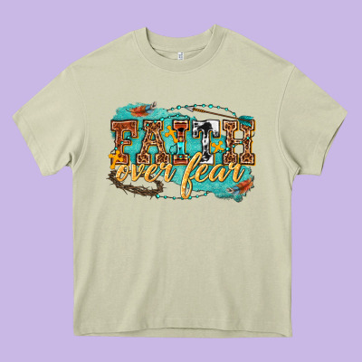 Faith Over Fear Heavy Core Tee Designed By Texasbilliewilder