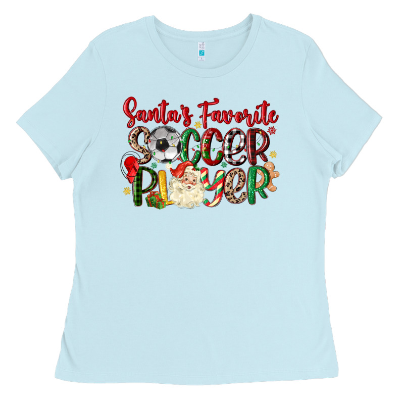 Santas Favorite Soccer Player Ladies Tee by MaliasSmallBusiness | Teevron