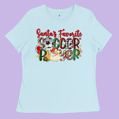 Ladies Tee santas favorite soccer player