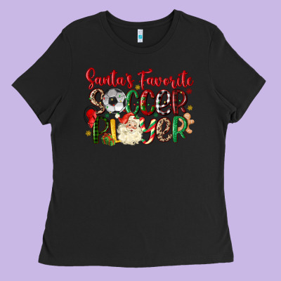 Ladies Tee santas favorite soccer player
