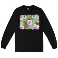 Black pink roses with leopard background Long Sleeve Tee - LillyAllenDesigns
