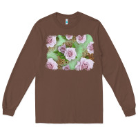 Chestnut pink roses with leopard background Long Sleeve Tee - LillyAllenDesigns