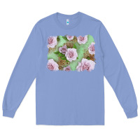 Colony Blue pink roses with leopard background Long Sleeve Tee - LillyAllenDesigns