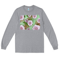 Heather Grey pink roses with leopard background Long Sleeve Tee - LillyAllenDesigns