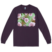 Plum pink roses with leopard background Long Sleeve Tee - LillyAllenDesigns