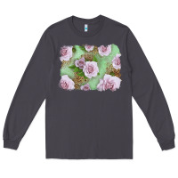 Smoke pink roses with leopard background Long Sleeve Tee - LillyAllenDesigns