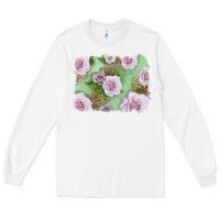 White pink roses with leopard background Long Sleeve Tee - LillyAllenDesigns