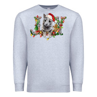 Heather Grey Russian Blue Cat Joy Premium Sweatshirt - LillyAllenDesigns