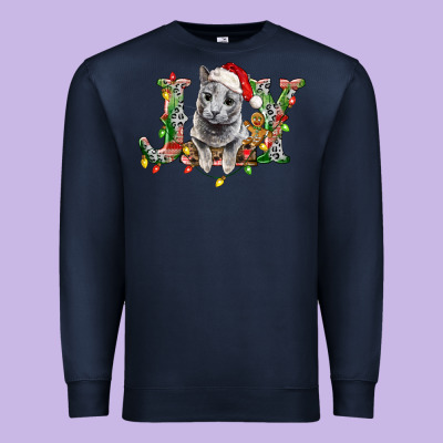 Russian Blue Cat Joy Premium Sweatshirt Designed By Lillyallendesigns