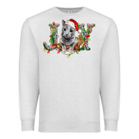 Oatmeal Heather Russian Blue Cat Joy Premium Sweatshirt - LillyAllenDesigns