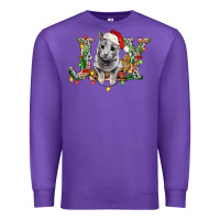 Purple Russian Blue Cat Joy Premium Sweatshirt - LillyAllenDesigns