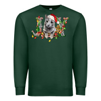 Sports Green Russian Blue Cat Joy Premium Sweatshirt - LillyAllenDesigns