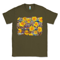 Army Green aztec sunflower leopard background Classic Tee - AdoDesignShop